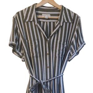 Ava & Viv Striped Button-Up Shirt Dress - X